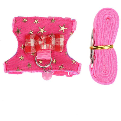 Petit Animal Harnais de Marche Gilet Laisse Ensemble Sangle de Poitrine Extérieure pour Furet Chinchilla Écureuil Animal de Compagnie S pink