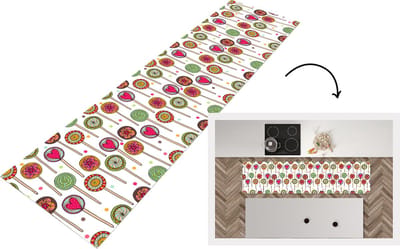 Keukenloper - Loper keuken - Patroon - Lolly - Hartjes - Snoep - 200x50 cm - Keukenloper vinyl