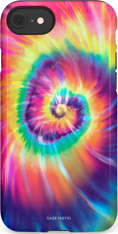 Casetastic hoesje geschikt voor Apple iPhone SE / Apple iPhone 7 / Apple iPhone 8 - Dubbellaagse bescherming - Kleurrijke draaikolk - Fashion Case - Donkerblauw Roze Goud Lavendel