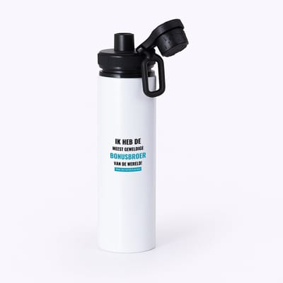 Hacebo® - ik heb de meest geweldige bonusbroer van wereld (klopt, deze mok heb ik van hem) waterfles met draaidop zwart - de meest geweldigste bonusbroer - verjaardagscadeau - verjaardag - cadeau - water fles - 850ML
