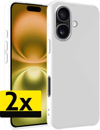 Hoesje - 2 Stuks - Geschikt voor Apple iPhone 16 - Sterk & Shockproof - Case Siliconen - Back Cover - Telefoon Hoes - Telefoonhoesjes - Wit