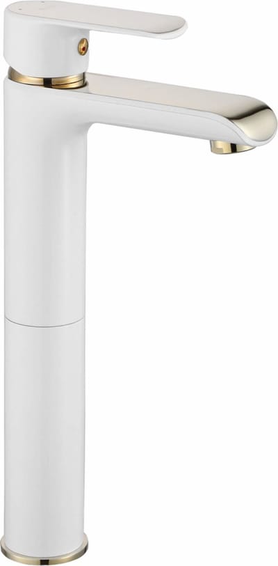 Rea Bloom White/Gold High - Wastafelkraan - Wit/Goud