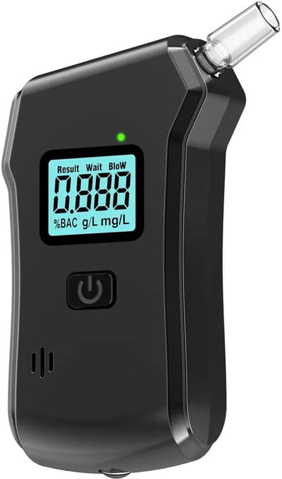 Digitale Alcoholtester – Professionele Ademalcoholmeter – Snelle Blaastest – Inclusief 5 Mondstukken – Compact & Draagbaar – Zwart