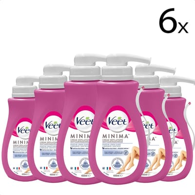 Veet - PURE - Ontharingscrème - Gevoelige Huid - Geen Geur van Ammoniak - 400 ml x6 - Voordeelverpakking