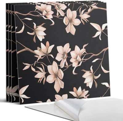 Coloray Wandpanelen Zelfklevend - Bloemenpatroon op de achtergrond Zelfklevende Wandpanelen - 50 cm x 50 cm - Romig Wandpaneel PVC - 4 stuks - Bloemen en planten Wandpanelen Zelfklevend - Keuken Wandpanelen - Wandpanelen Badkamer