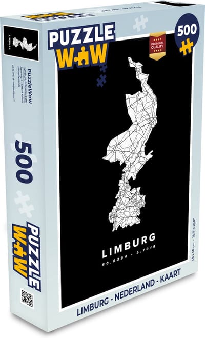 PuzzleWow Puzzel de Limburger - Kaart van Limburg - 500 stukjes - Voor jong en oud