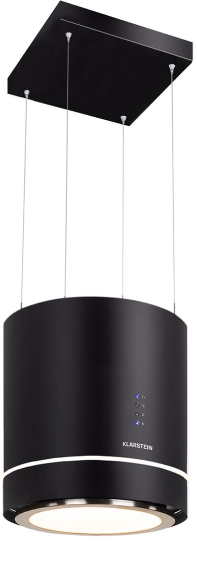 Klarstein Afzuigkap Eilandkap, Vrijhangend, Kroonluchter-Kookeiland, Afzuigkap Met Filter, Eilandkap Met Recirculatie, Afzuigkap Voor Plafondmontage, Actieve Koolstoffilter, Ø 38 cm, Zwart - 45 cm - voor Keuken - Touch Vetfilter - Wit