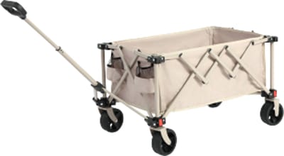 Opvouwbare all-terrain kruiwagen met verstelbare handgreep - Zware buitenkruiwagen voor kamperen en winkelen -beige