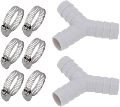 Dailygoods - Set van 2 Y-verdeelstukken met Slangklemmen voor Vaatwasser en Wasmachine