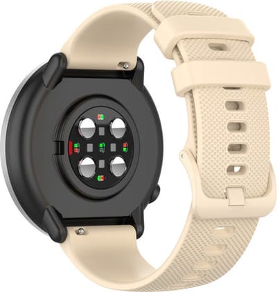 Strap-it Siliconen Bandje 20 mm – Beige – geschikt voor Samsung Watch Active (2) / Watch 3 41 mm / Watch 42 mm / Watch 4/5/6 (Classic) / Watch 7 (40/44 mm) / Watch FE / Gear Sport / Polar Ignite 1/2/3 / Pacer / Unite / Garmin Vivoactive 5