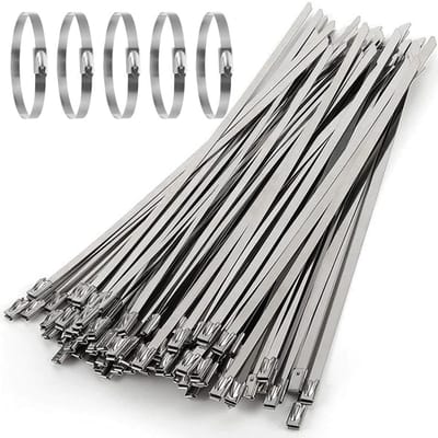 Dailygoods- Kabelbinders 50 Stuks - Roestvrij Staal - 500 x 7,9 mm - UV Bestendig - Schokbestendig - Maximaal 152 mm Diameter - Temperatuur -60°C tot 600°C - Metaalkabelbinders