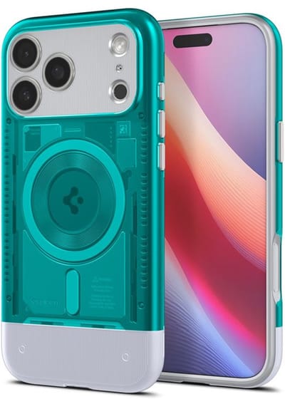 Spigen Hoesje Geschikt voor iPhone 17 Pro - Classic C1 MagFit Case - Compatibel met MagSafe - Retro Back Cover - Blauw