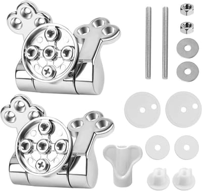 Toiletbril Scharnier Set - WC Deksel Bevestiging - Reparatie Toilet - Softclose Mechanisme - Universele Pasvorm - Zilver