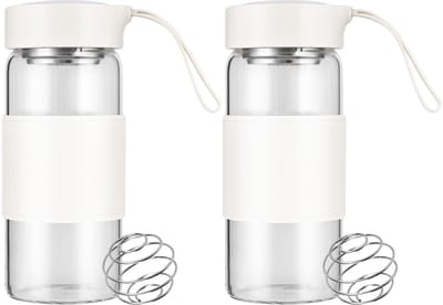 Dailygoods- Shaker Glas 16oz - BPA-vrij Borosilicaatglas - Geïntegreerde Zeef - Antislip Siliconen Pad - Lekvrij - Veilig voor Magnetron en Vaatwasser - Eiwitshaker
