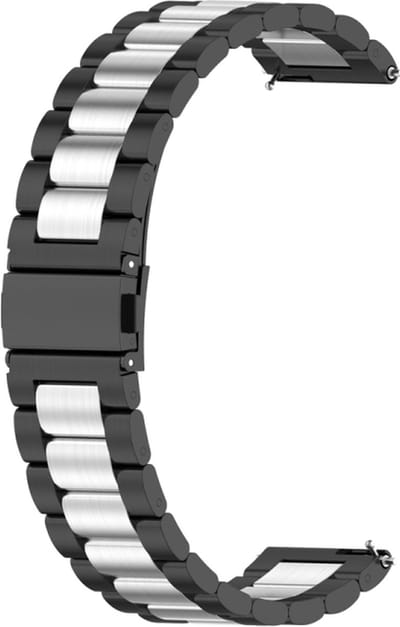 Stalen bandje - RVS - geschikt voor Huawei Watch GT Runner 2 / GT 2(e) 46 mm / GT 3 / 4 / 5 (Pro) 46 mm / Watch 3 (Pro) / Watch 4 (Pro) / GT 6 (PRO) 46mm - zwart / zilver