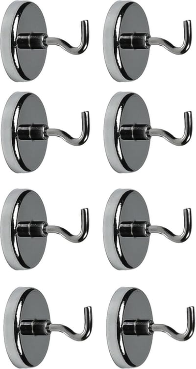 Benson Ophanghaakjes - 8x - magnetisch - ovaal - zilver - D3,6 cm