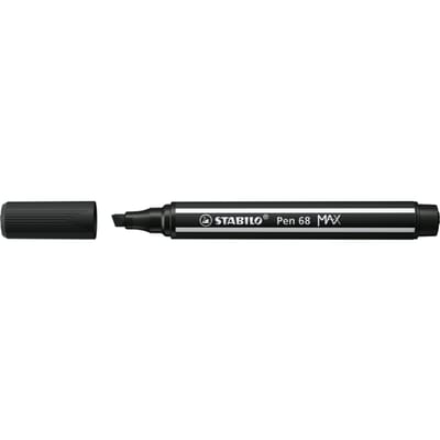 STABILO Pen 68 MAX - Fibre-tip Pen with Thick Chisel Tip - Black
