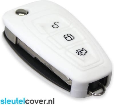 Autosleutel Hoesje geschikt voor Ford - SleutelCover - Silicone Autosleutel Cover - Sleutelhoesje Wit