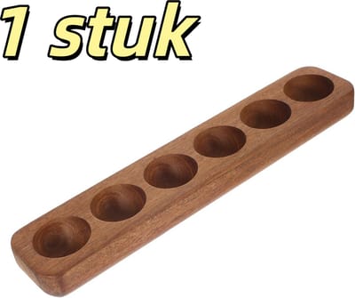 1 stuk - Eierrekje - Hout - Ontwerp met 6 gaten, geschikt voor eettafels, keukens, enz. - 11*11*2 cm - Natuurlijke houtkleur