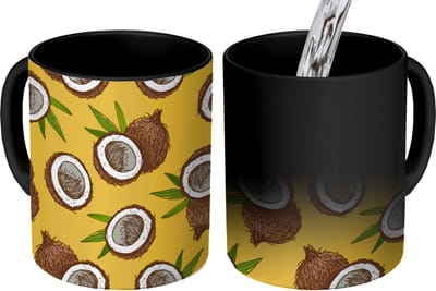 Magische Mok - Foto op Warmte Mokken - Koffiemok - Kokosnoot - Hawaii - Tropisch - Bladeren - Design - Magic Mok - Beker - 350 ML - Theemok