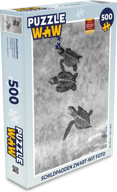 Puzzel Schildpadden zwart-wit foto - Legpuzzel - Puzzel 500 stukjes