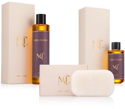 Mon Chemin® Véliane Ritual Set | Badolie & Doucheolie + Konjac Lichaamsspons – Ultiem Badritueel