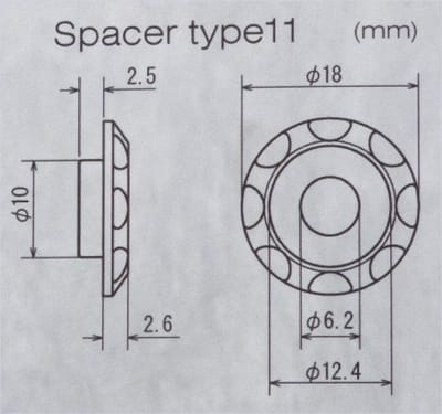Rondelle spacer aluminium DRC T11 anodisé bleu pour moto cross enduro tuning racing