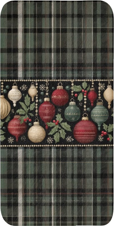 WC mat 60x120 cm - Antislip - Kerstballen - Rood - Hulsttakken - Patroon - Toiletmat - Vloermat - Douchemat - Toilet tapijt - Toiletmatten