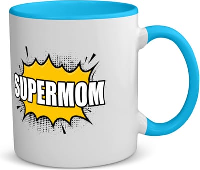 Akyol - supermom koffiemok - theemok - blauw - Mama - supermoeder - moeder cadeautjes - moederdag - verjaardagscadeau - verjaardag - cadeau - geschenk - kado - gift - moeder artikelen - 350 ML inhoud