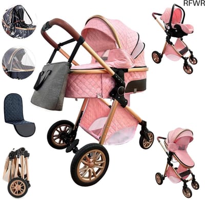 RFWR® 3-in-1 Kinderwagen met Autostoel - Inklapbare Compacte Stadskinderwagen voor Baby's tot 3 Jaar