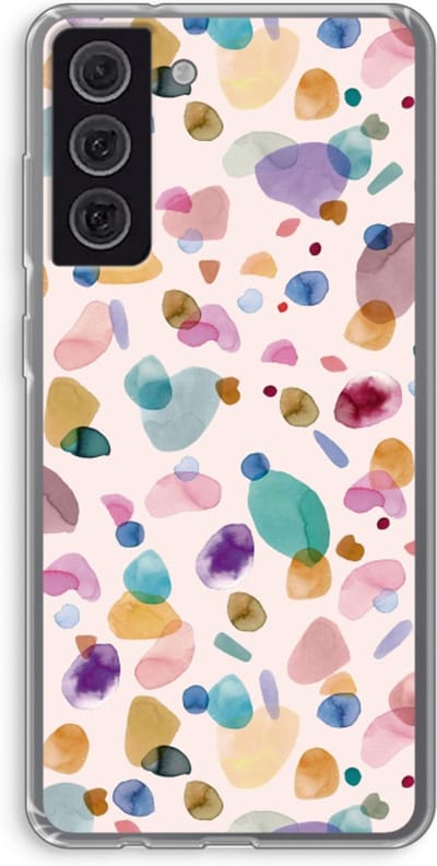 Case Company® - Hoesje geschikt voor Samsung Galaxy S21 FE hoesje - Terrazzo Memphis - Soft Cover Telefoonhoesje - Bescherming aan alle Kanten en Schermrand