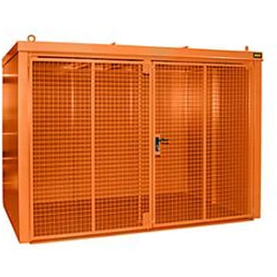 Gasflessenhouder BAUER GFC-B M5, B 2175 x D 3125 x H 2270, voor 96 gasflessen, brandwerend, afsluitbaar, oranje