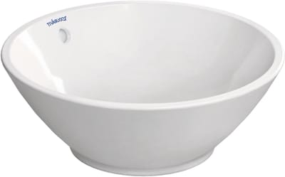 Wastafel Rond - Opzetwastafel Kom - Badkamer Inrichten - Zonder Kraangat - 420 mm - Wit