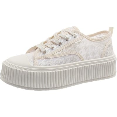 Diksoldige Mesh Schoenen Dames Lente en Herfst Nieuw Veelzijdig Student Holle Mesh Ademend Kleine Witte Schoenen 40 white