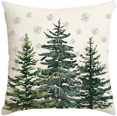 Dailygoody - Dennenbomen - Sneeuwvlokken - Ultralicht en warm - 50x50 cm - Decoratieve kussensloop - Perfect voor kerst en winterseizoen - Geschikt vo...