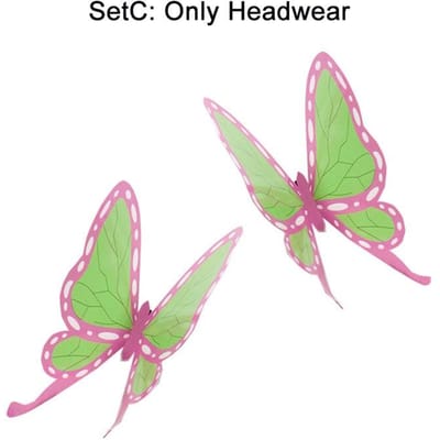 Kochou Kanae Pruik Anime Kimetsu no Yaiba Cosplay Synthetisch Zwart Lang Haar Vlinder Hoofddeksel Halloween Cos Requisieten (as the picture,One Size) beige