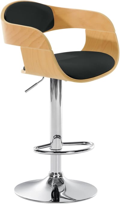 CLP Kingston Barkruk - Met rugleuning - Armleuning - Voetsteun - Frame Chroom - natura/zwart