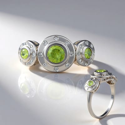 Cavill - Zilveren ring met 0,49 ct Madagaskar sfeen - 925 sterling zilver met platina afwerking - elegante damesring met briljantslijpsel en zirkonen
