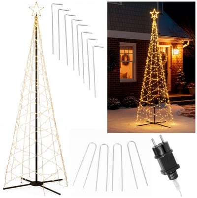 Springos Galaxy LED Kerstboom - Vlaggenmast Verlichting - Inclusief Mast - 5 Meter - Warm wit - 840 LED - Ø 166cm