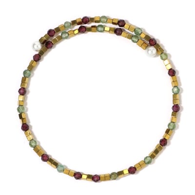 Cavill - Stalen Armband met Mozambique Granaten 3,63 ct & Groene Apatiet 4,62 ct - Boho Chic Damesarmband met Gouden Hematiet