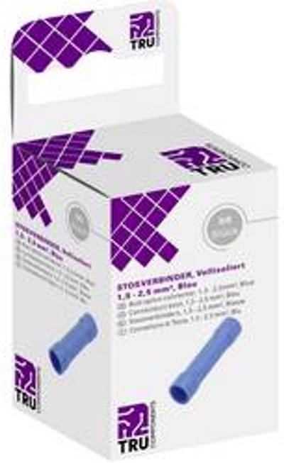 TRU COMPONENTS T1904C067 Parallelverbinder 1.50 mm² 2.50 mm² Volledig geïsoleerd Blauw 50 stuk(s)
