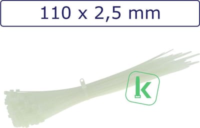 PRO-TIE® - Tyraps, kabelbinders met bevestigingsoog, schroefoog 110 x 2,5 mm Wit naturel (Zak 100 stuks) (tiewrap/tyrap/tie-wrap/bundelbandje/colsonbandje/)