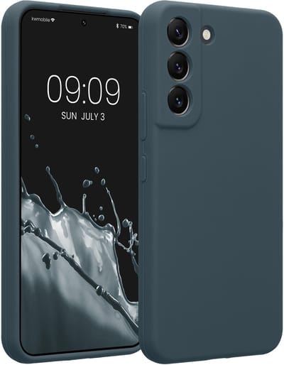 kwmobile telefoonhoesje geschikt voor Samsung Galaxy S22 - TPU backcover met siliconen coating - Smartphone case in leisteen