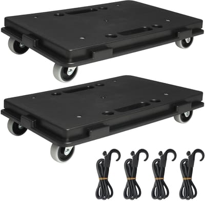 Set van 2 Meubelrollers, Zware Kwaliteit met 4 Wielen, 360° Rotatie voor het Verplaatsen van Zware Meubels, Sofa's, Kasten en Koelkasten
