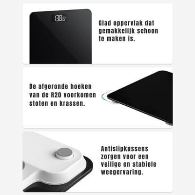 TIM® Weegschaal - Digitale Weegschaal - Digitale Weegschaal Personen - Zwart - 26cm x 26cm x 3cm; 790 g