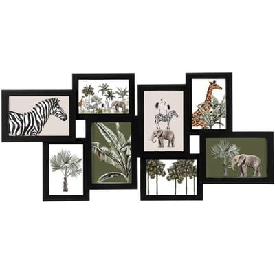 Atmosphera Collage fotolijst/fotoframe - 8x foto van verschillende formaten - zwart - wand - 63 x 30 cm