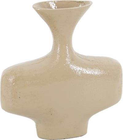 HomeBound by KY | Vaas metaal organisch beige | 20x6x21cm | vaas beige metaal organisch