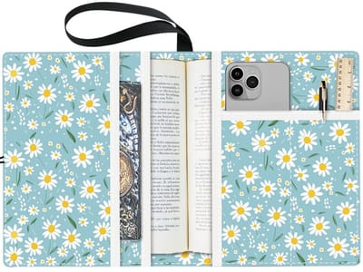 Dailygoody - Boekomslag - Multilayer Boek Sleeve - Wasbare stof - Pocket Boeken - Extra zak voor boekenliefhebbers - Daisy Flower