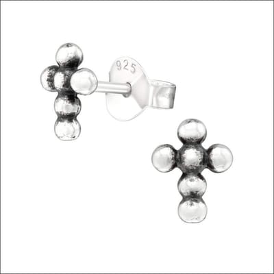 Aramat Jewels | Oorbellen | Zilveren Kruisjes Oorstekers – Meerdere Maten & Kleuren 925 Zilver | Geoxideerd Zilver-7x5mm | |7mm | Zilver | Kinderen, Volwassenen | Verkleurd niet