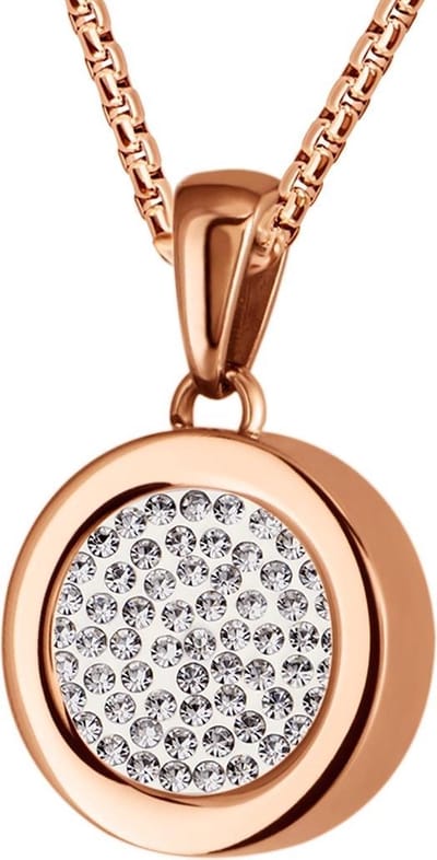 Quiges 12mm Mini Munt Hanger Rosékleurig RVS Glans met Zirkonia Wit Munt en Box Ketting Ankerketting 42-46cm